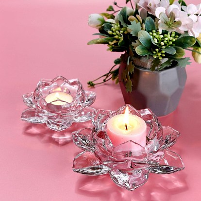 Glass Candle Holder, Lotus, for Wedding, Festival, Party & Windowsill, Home Decoration