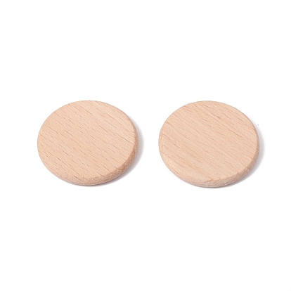 Cabochons en bois de hêtre naturel non finis, plat rond