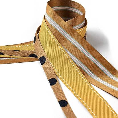 9 yards 3 styles ruban en polyester, pour le bricolage fait main, nœuds de cheveux et décoration de cadeaux, palette de couleurs jaune