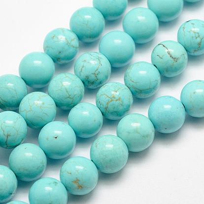 Natural Magnesite Beads Strands, Dyed & Heated, Round