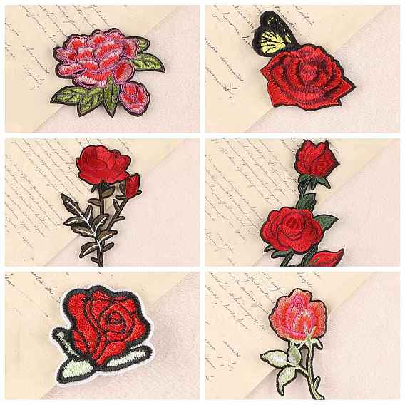 Rose Shape Computerized Embroidery Cloth Iron on/Sew on Patches, Costume Accessories