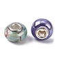 Verre electroplated perles européennes, perles de rondelle avec grand trou , avec noyaux en laiton plaqué couleur argent, 15x10mm, Trou: 5mm