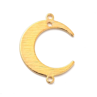 Rack Plating Brass Connector Charms, Long-Lasting Plated, Moon Links