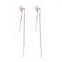 304 Stainless Steel Dangle Stud Earrings, with Acrylic Imitation Pearl