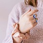 Регулируемое кольцо в виде листьев лотоса с натуральным жемчугом и эмалью, 925 подарок ювелирных изделий из стерлингового серебра для женщин