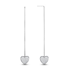 Shegrace fashion 925 серебряная проволокарисунок сердечко мотаться ушные нитки, 90 мм , штифт: 0.7 мм