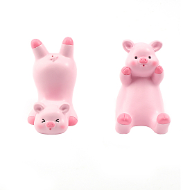 Globleland 2Pcs 2 Style Cute Pig Resin Mobile Phone Holders, for Desk Cellphone Stand Accessories Office Decor