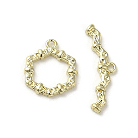 Brass Toggle Clasps, Long-Lasting Plated, Hexagon