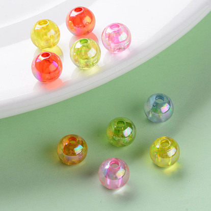 Transparent Acrylic Beads, AB Color Plated, Round