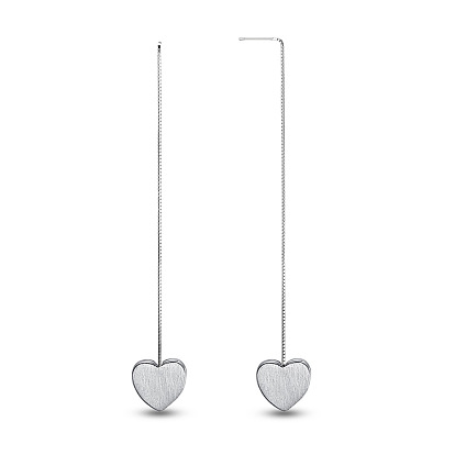 Shegrace fashion 925 plata esterlina alambrado corazón cuelga hilos de oreja, 90 mm, pin: 0.7 mm