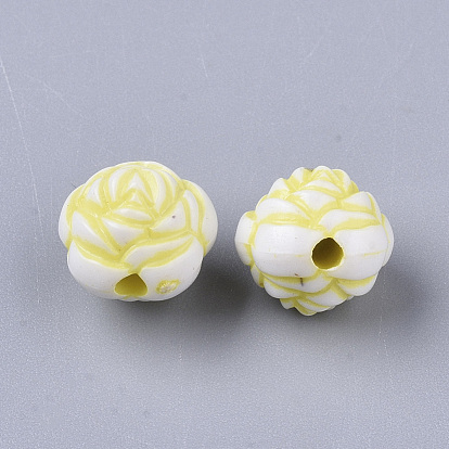 Perles acryliques de style artisanal, fleur double face