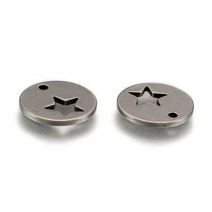 304 Stainless Steel Flat Round Charms, 12x1mm, Hole: 1.5mm