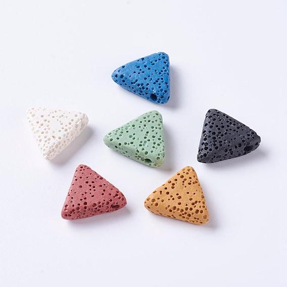 Perles de pierre de lave naturelle, teint, triangle, teint