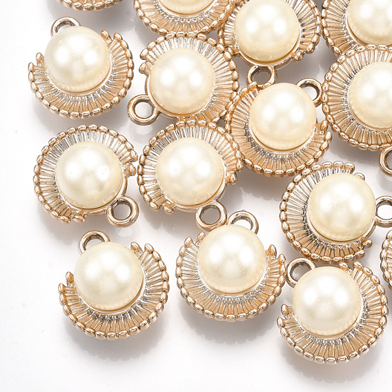 ABS Plastic Imitation Pearl Pendants, with UV Plating Acrylic Findings
