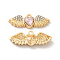 Rack Plating Alloy Rhinestone Charms, with Glass, Nickel Free, Heart with Wings
