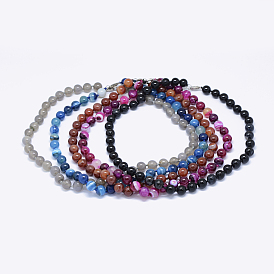 Agate naturelle colliers de perles, avec les accessoires en laiton, ronde