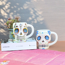 Halloween Porcelain 3D Skull Mug, for Home Decorations Birthday Gift