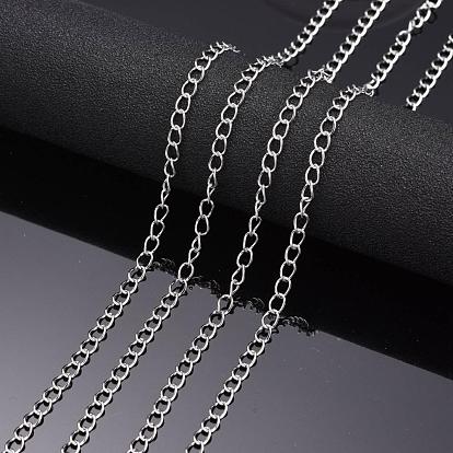 304 chaînes en acier inoxydable torsadés, pour le bricolage fabrication de bijoux, soudé, 5x4x0.6mm