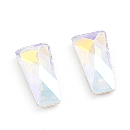 Glass Rhinestone Cabochons, Flat Back & Back Plated, Faceted, Trapezoid