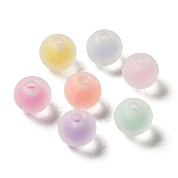 Perles acryliques transparentes, givré, Perle en bourrelet, ronde