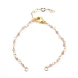 Natural Gemstone Handmade Beaded Chains Bracelet Making, with Loop and Brass Lobster Claw Clasps