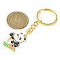 Sport Panda Alloy Enamel Pendants Keychain, with Iron Split Key Rings