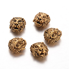 Tibetan Style Alloy Beads, Lion, 13x12x8mm, Hole: 1.5mm