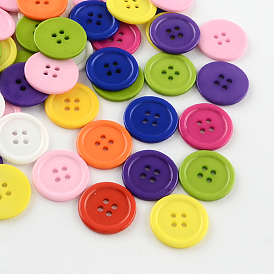 4-Hole Plastic Buttons, Flat Round, 22x2mm, Hole: 2mm