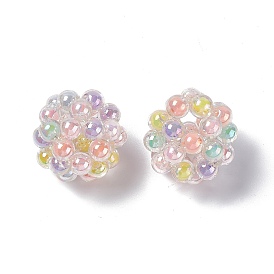 Perles tissées en plastique transparent faites à la main, Perle en bourrelet, ronde