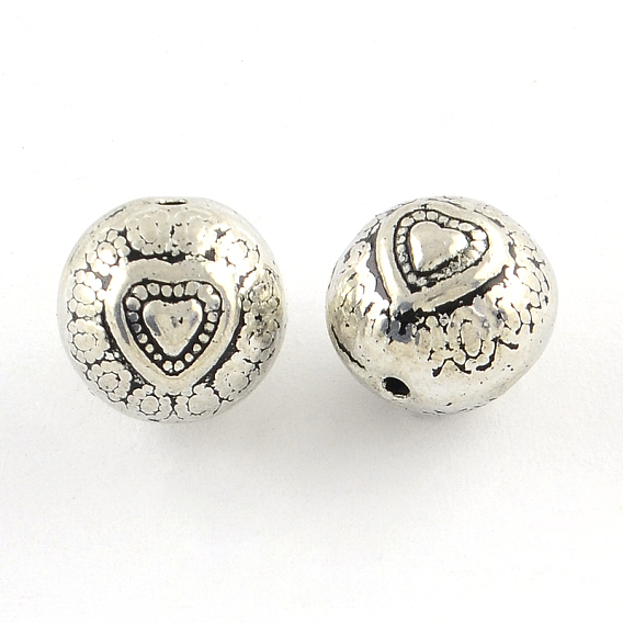 Perles rondes en alliage de style tibétain, sans cadmium et sans plomb, 9mm, trou: 1 mm, environ 377 pcs / 1000 g
