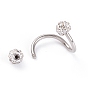 304 Stainless Steel Micro Pave Clear Cubic Zirconia Cartilage Earrings, Screw Back Earrings, Round Ball
