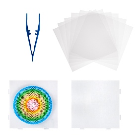 Diy perles fusibles ensembles, avec papiers à repasser thermostables, brucelles et panneaux perforés en plastique abc utilisés pour les perles à repasser bricolage de 2.6 mm, carrée