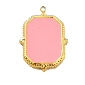 304 Stainless Steel Pendants, with Enamel, Octagon Rectangle Charm, Golden