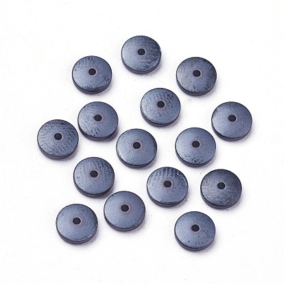 Non-magnetic Synthetic Hematite Beads Strands, Frosted, Flat Round