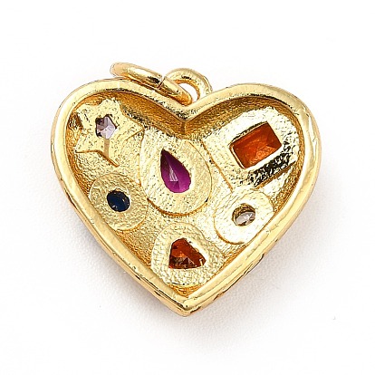 Micro cuivres ouvrent pendentifs zircone cubique, avec anneau de saut, plaqué longue durée, réel 18 k plaqué or, cœur