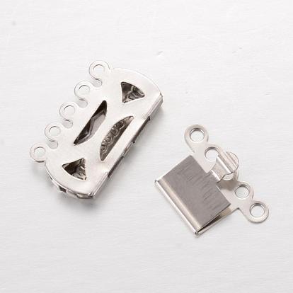 304 Stainless Steel Multi-Strand Box Clasps, Rectangle