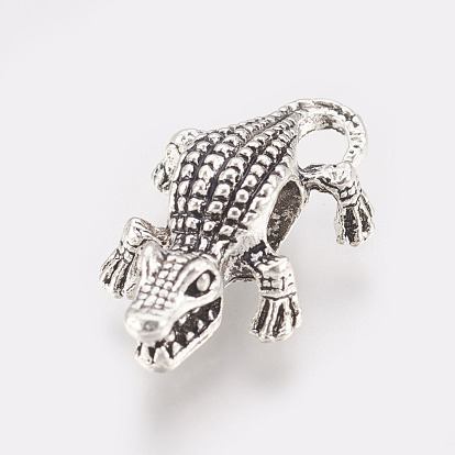 Alloy European Beads, Large Hole Beads, Crocodile/Alligator