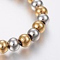 304 bracelets en acier inoxydable avec 201 perles rondes en acier inoxydable, avec fermoir mousqueton