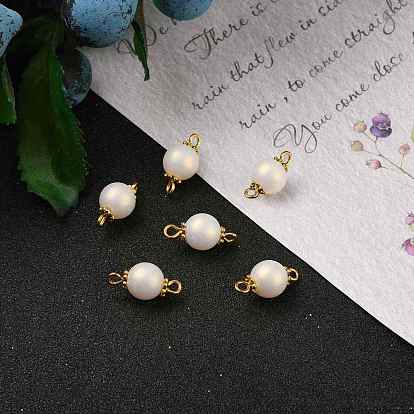 Liens de perles acryliques de style peint à la bombe, avec apprêts en laiton plaqué or et alliage, ronde