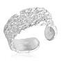 925 anillo de puño abierto grueso texturizado de plata esterlina para mujer