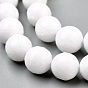 Natural White Jade Beads Strands, Dyed & Heated, Faceted, Round