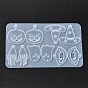Bricolage halloween thème pendentif moules en silicone, moules de résine, pour la fabrication de bijoux en résine uv & résine époxy, squelette de la main, chapeau de sorcière, citrouille, fantôme, embouchure