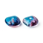 Czech Glass Beads, Two Tone, Dyed, Flat Round