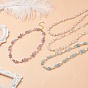 4Pcs 4 Style Natural Mixed Gemstone Chips & Pearl Beaded Necklaces Set for Women