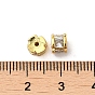 Rack Plating Brass Cubic Zirconia Beads, Long-Lasting Plated, Lead Free & Cadmium Free, Column withn Flower