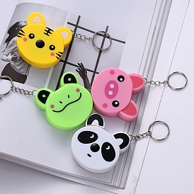 Plastic Tape Measure Keychain, Soft Retractable Sewing Tape Measure, for Body, Sewing, Tailor, Cloth, Frog/Tiger/Panda/Pig Pattern