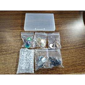 Unicraftale DIY Earring Making Kits, Including Flat Round 304 Stainless Steel Ear Nuts and Transparent Glass Cabochons