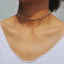 Minimalist Beaded Collarbone Necklace for Women - Elegant European Style Jewelry