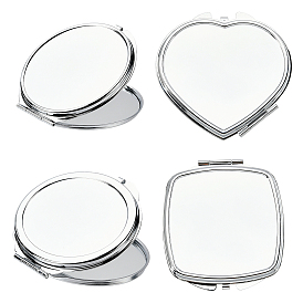 Nbeads 4Pcs Heart & Flat Round & Oval & Square DIY Iron Cosmetic Mirrors