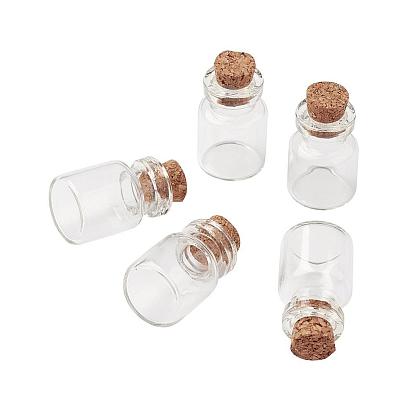 Contenedores de talón botellas de vidrio frasco de vidrio transparente, con tapón de corcho, deseando botella